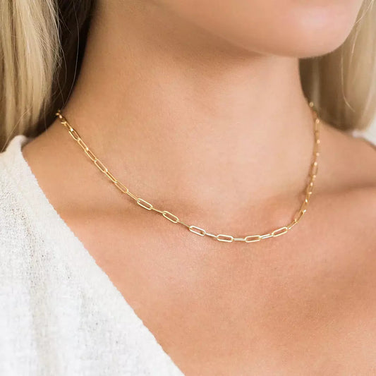 Bree Link Necklace, 18K Gold Plated Steel