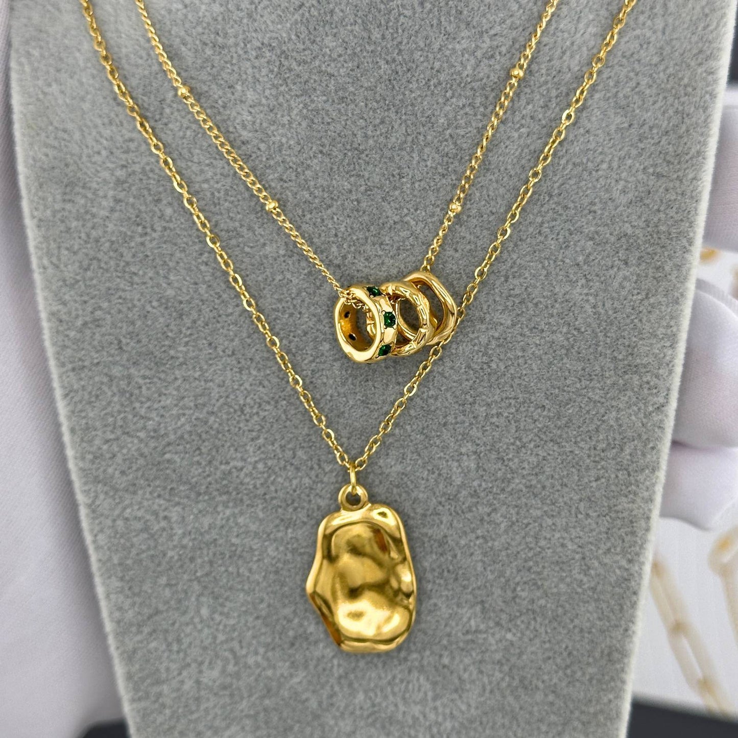 Kells Crushed Necklace, 18K Gold Plated Steel