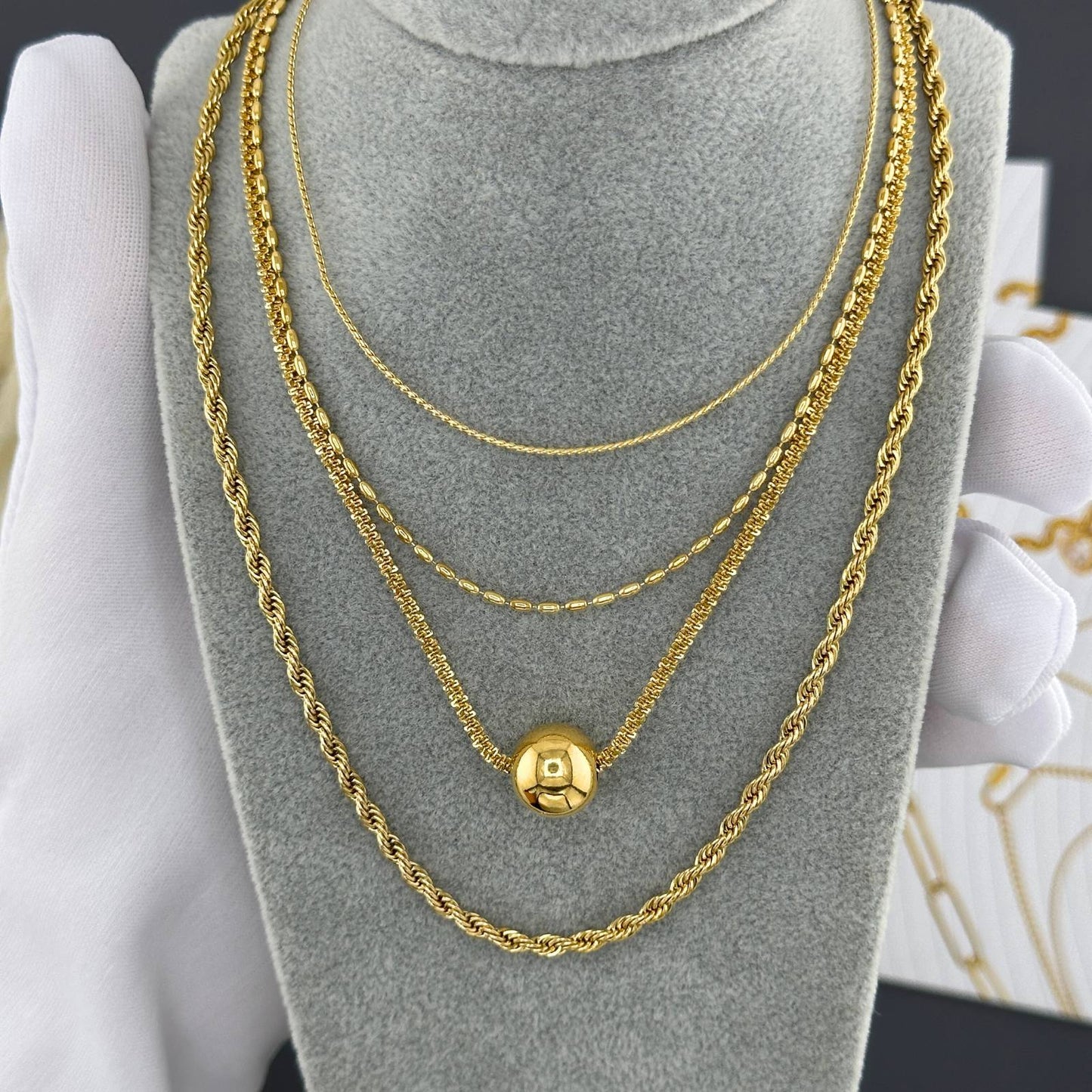 Harmony Layered Necklace, 18K Gold Plated Steel