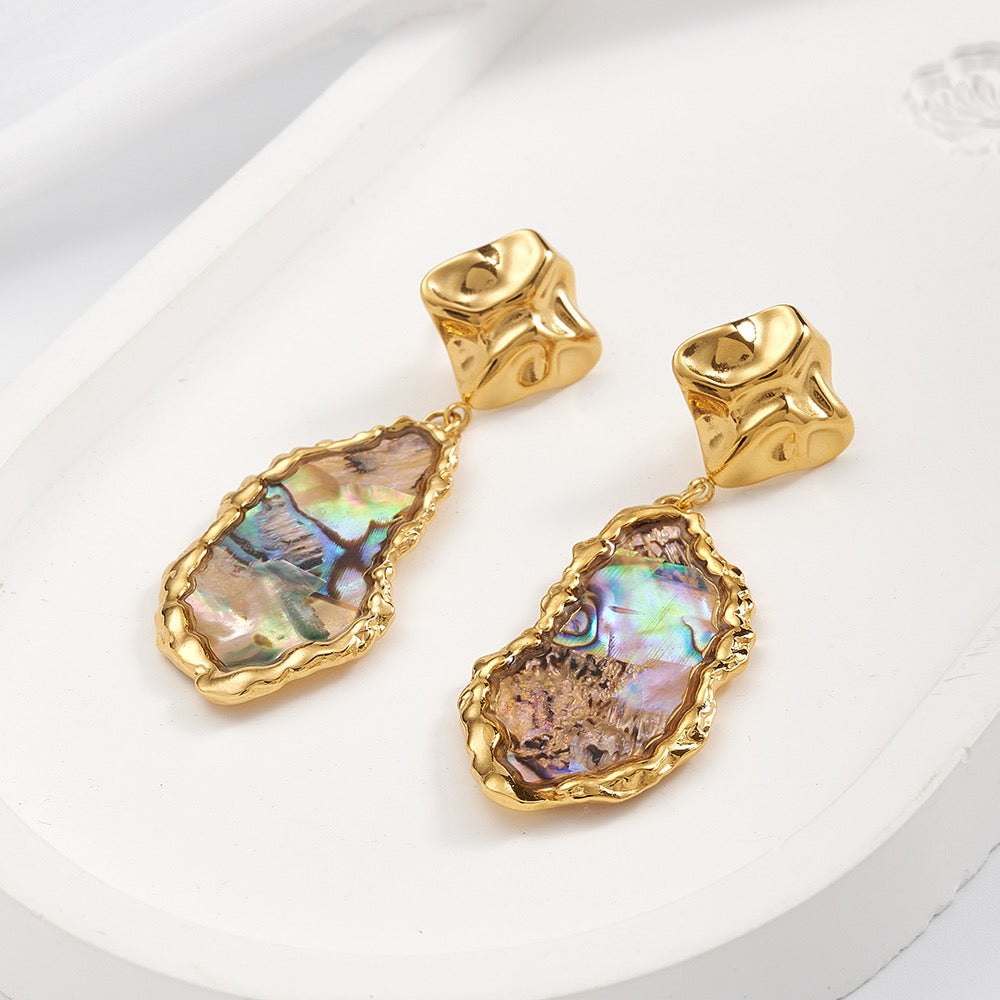 Ariel abalone shell earrings gold plated