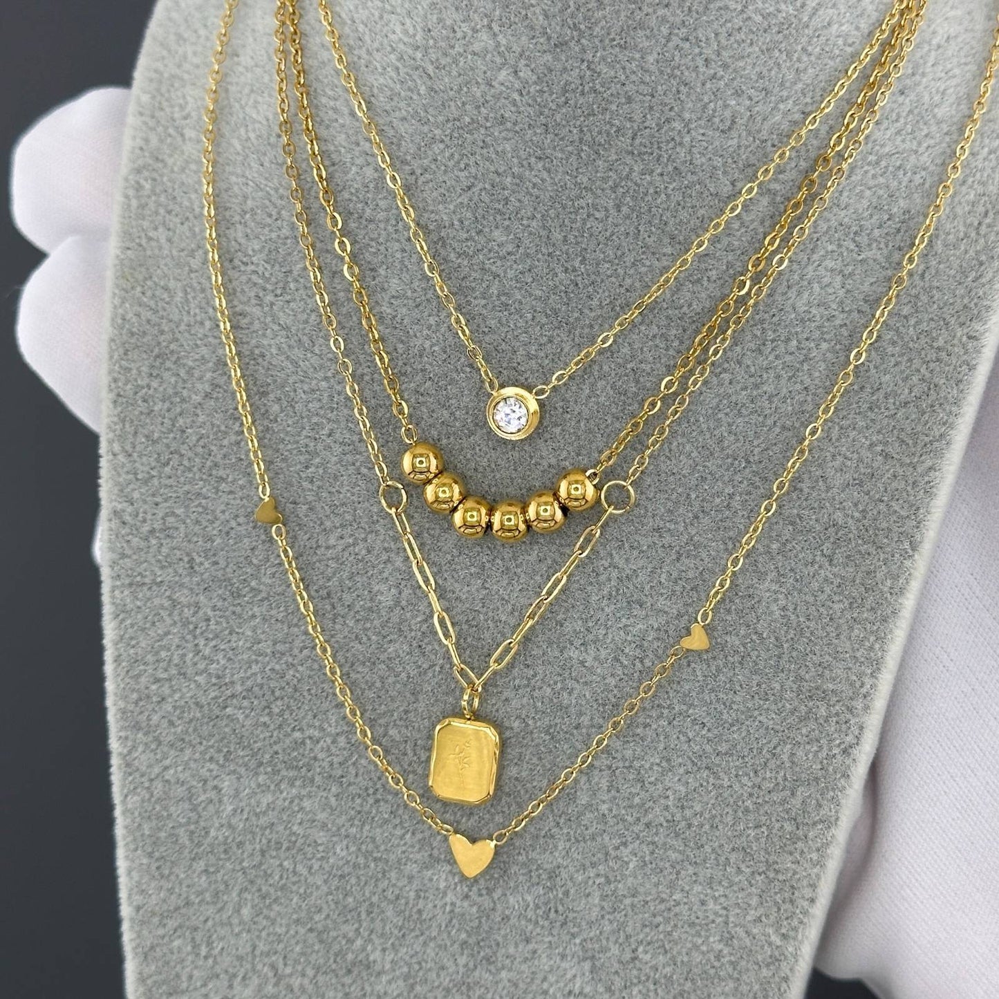 Bells Flower Necklace, 18K Gold Plated Steel