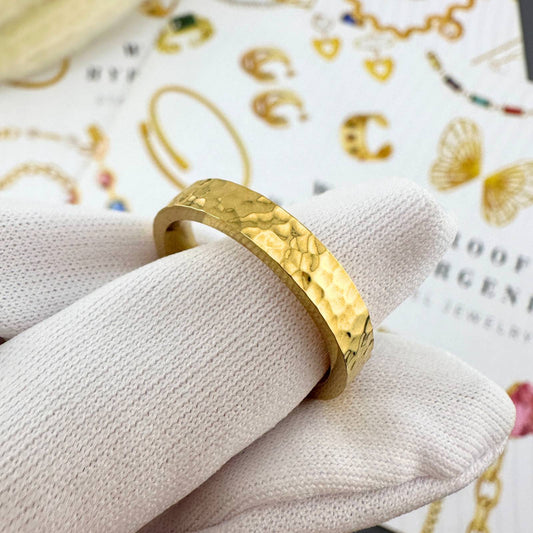 Ann Crushed Ring, 18K Gold Plated Steel