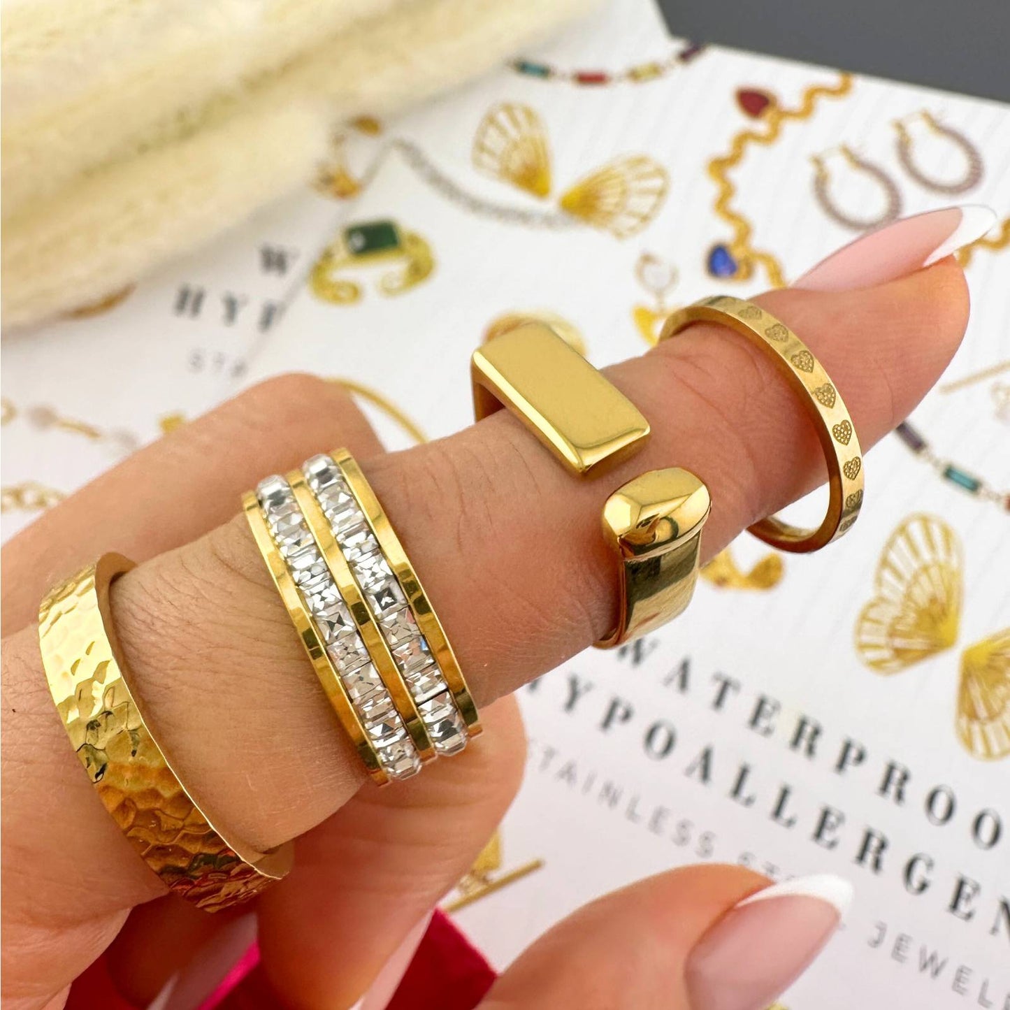 Ann Crushed Ring, 18K Gold Plated Steel