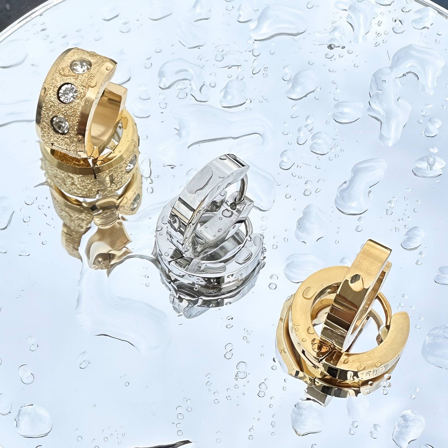 Risa Basic Hoop Earrings, 18K Gold Plated Steel