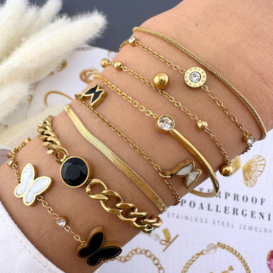 Genna Bracelet, 18K Gold Plated Steel