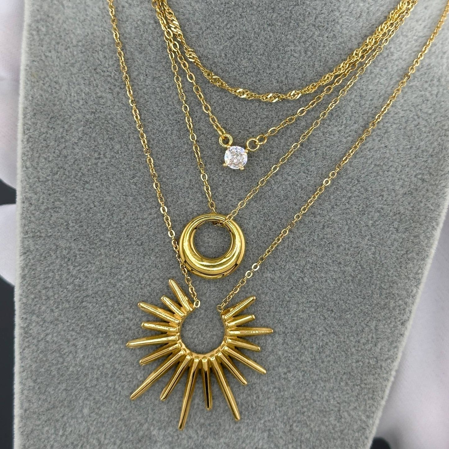 Lia Open Burst Necklace, 18K Gold Plated Steel