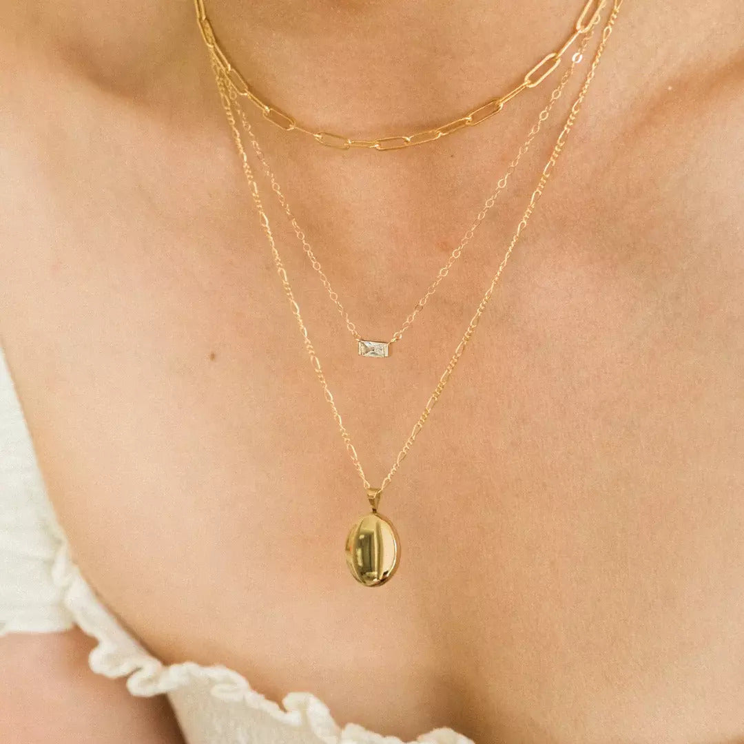 Bree Link Necklace, 18K Gold Plated Steel