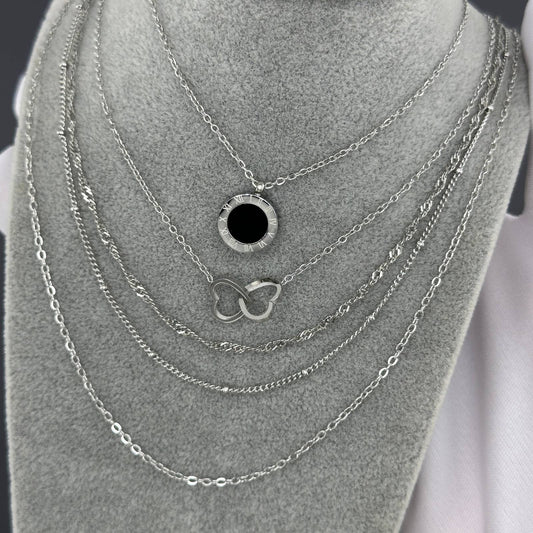 Jac Silver Layered Necklace, Stainless Steel