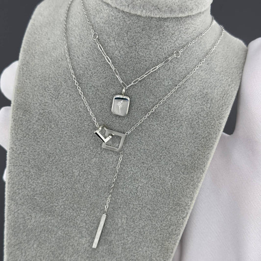 Bells Silver Rose Flower Necklace, Stainless Steel