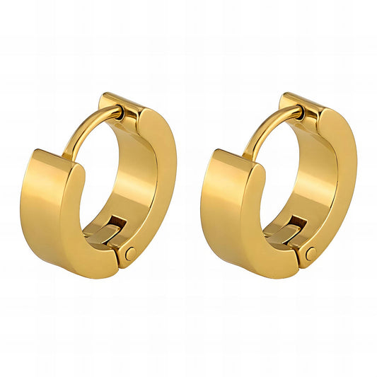 Risa Basic Hoop Earrings, 18K Gold Plated Steel