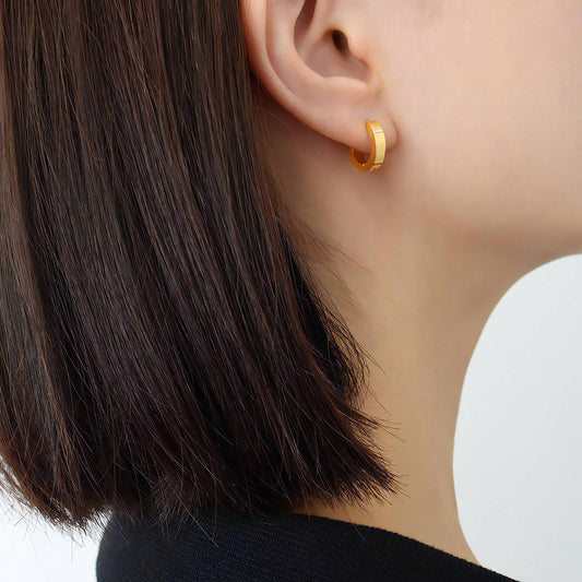 Risa Basic Hoop Earrings, 18K Gold Plated Steel