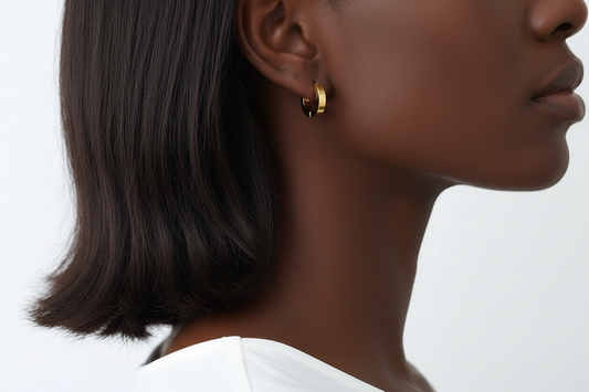 Risa Basic Hoop Earrings, 18K Gold Plated Steel