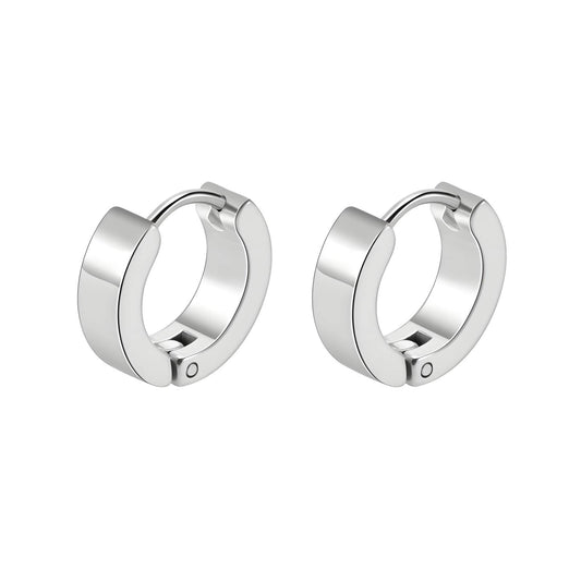 Risa Basic Hoop Silver Earrings, Stainless Steel