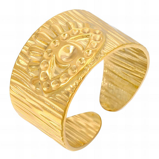Tara Evil Eye Ring, 18K Gold Plated Steel