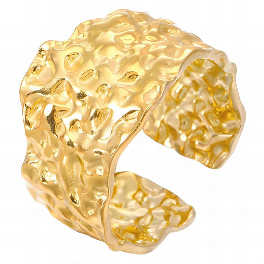Kav Crushed Ring, 18K Gold Plated Steel