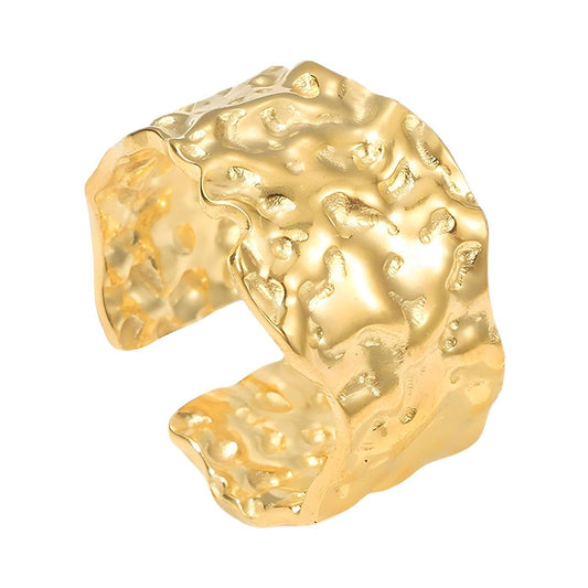 Kav Crushed Ring, 18K Gold Plated Steel