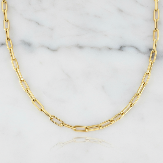 Zoya link Necklace, 18K Gold Plated Steel paperclip