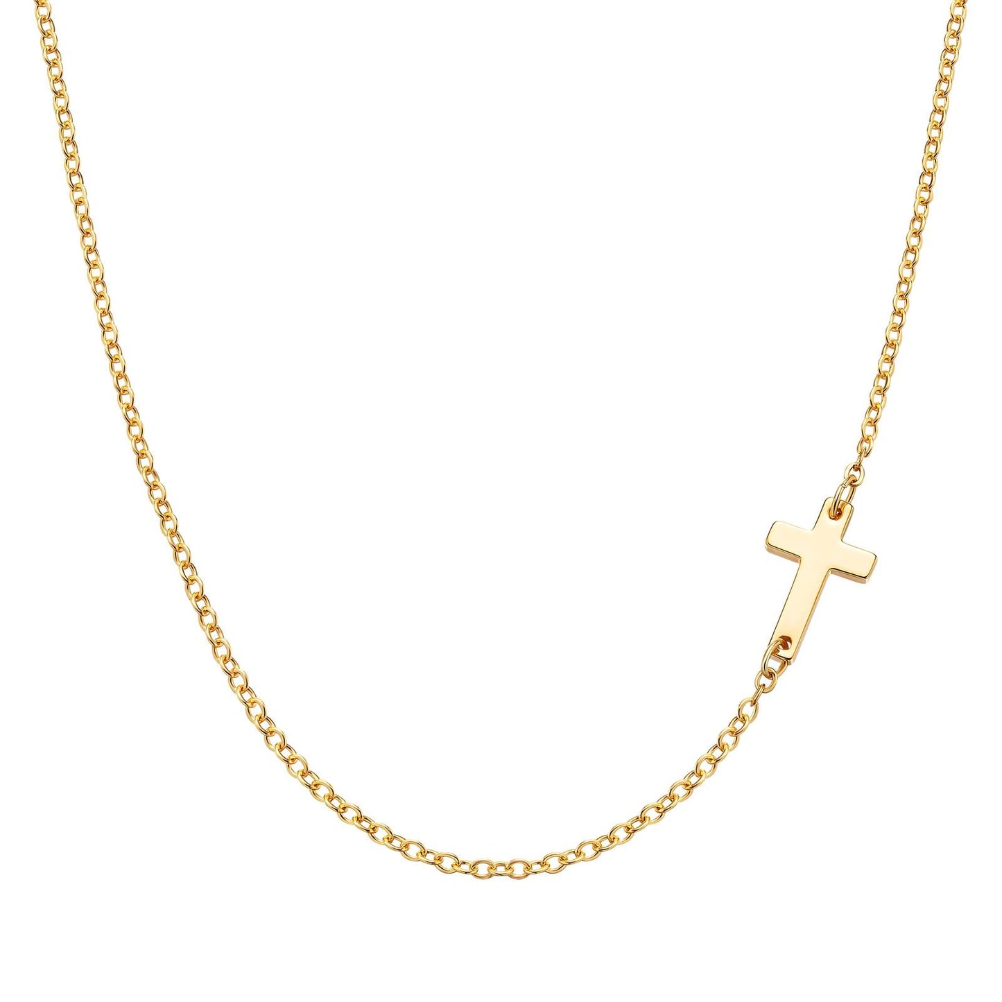 Diane Cross Necklace, 18K Gold Plated Steel