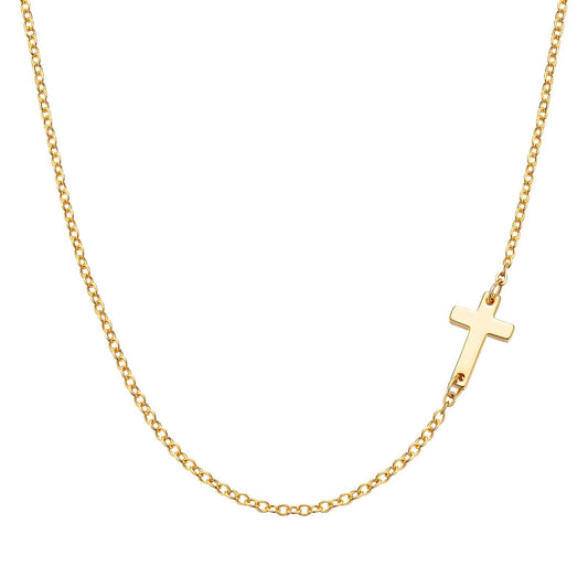 Diane Cross Necklace, 18K Gold Plated Steel