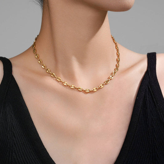 Lina Link Necklace, 18K Gold Plated Steel