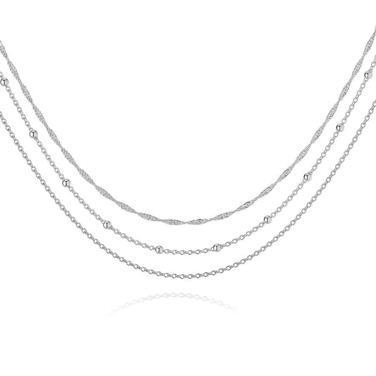 Jac Silver Layered Necklace, Stainless Steel