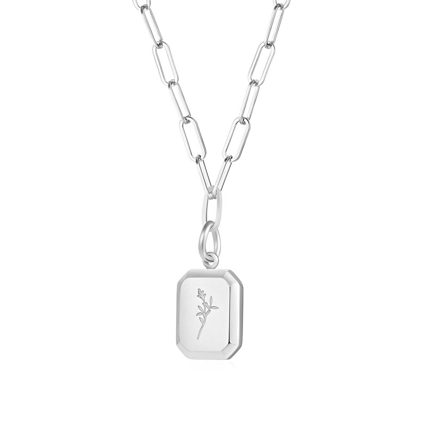 Bells Silver Rose Flower Necklace, Stainless Steel
