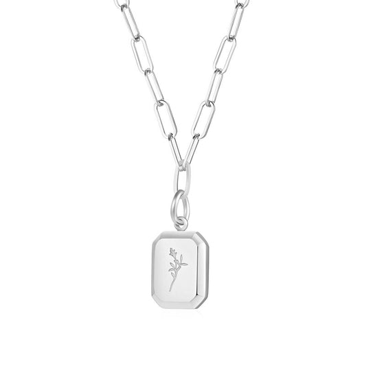 Bells Silver Rose Flower Necklace, Stainless Steel