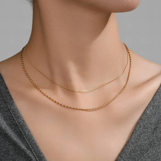 Harmony Layered Necklace, 18K Gold Plated Steel