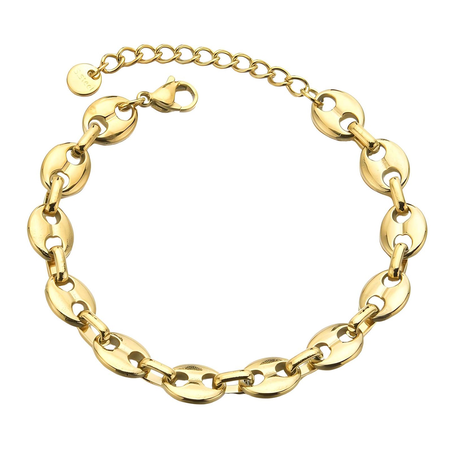 Lette Link Bracelet, 18K Gold Plated Steel