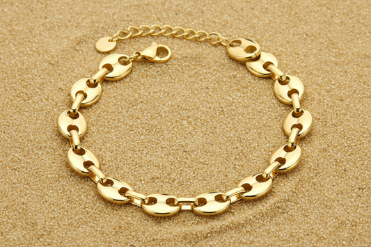 Lette Link Bracelet, 18K Gold Plated Steel