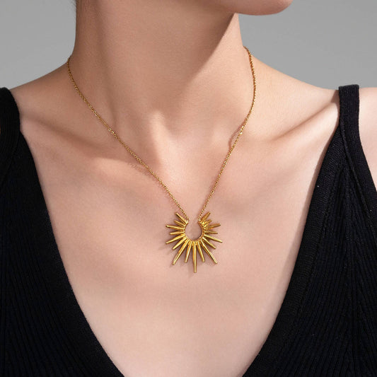 Lia Open Burst Necklace, 18K Gold Plated Steel