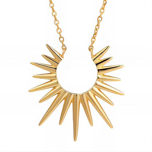 Lia Open Burst Necklace, 18K Gold Plated Steel
