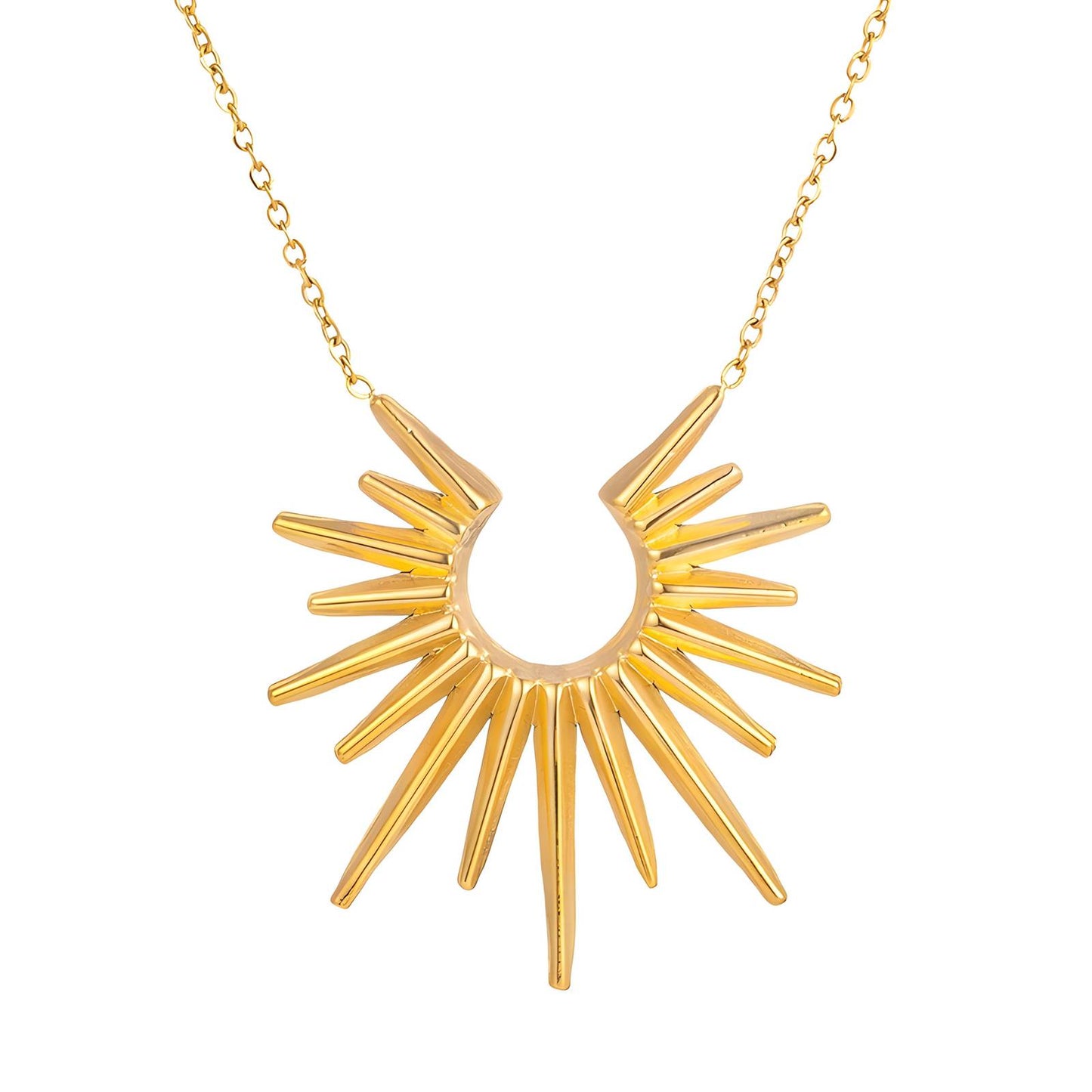 Lia Open Burst Necklace, 18K Gold Plated Steel