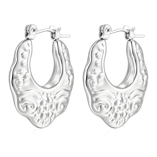 Ing Earrings, Stainless Steel Silver