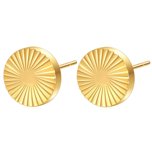 Eva Stud Earrings, 18K Gold Plated Steel