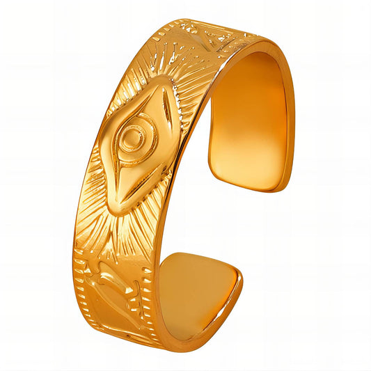 Sica Evil Eye Ring, 18K Gold Plated Steel
