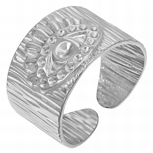 Tara Evil Eye Ring, Stainless Steel (silver)