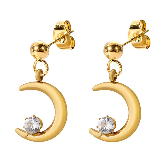 Alle Crescent Earrings, 18K Gold Plated Steel