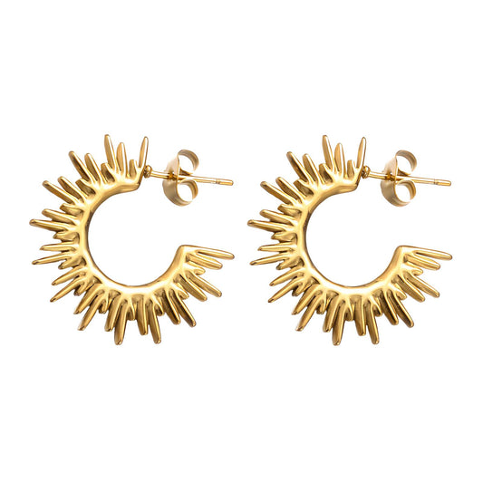 Dana Sun Burst Hoop Earrings, 18K Gold Plated Steel