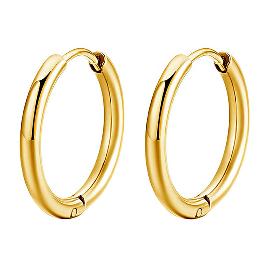 Tiff Hoop Earrings, 18K Gold Plated Steel