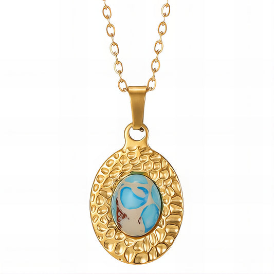 Donna Turquoise Necklace, 18K Gold Plated Steel