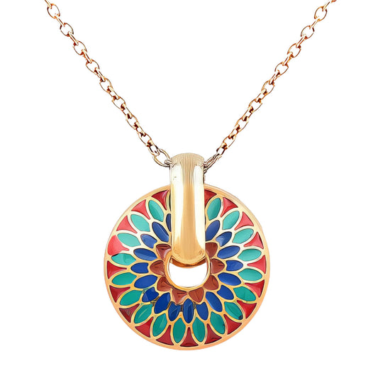 Fluer Colorful Burst Necklace, 18K Gold Plated Steel