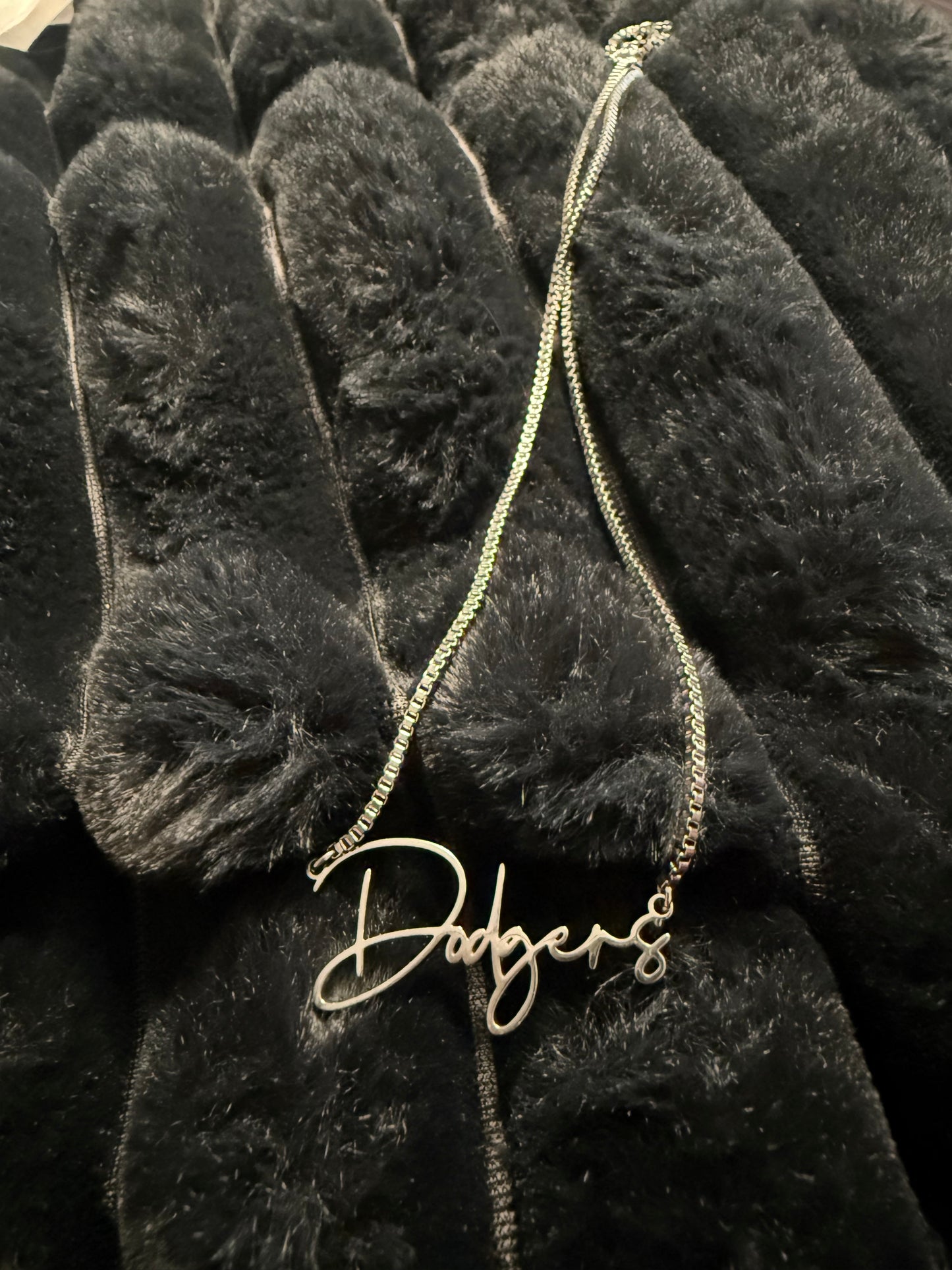 Dodgers Baseball Necklace Stainless Steel Silver