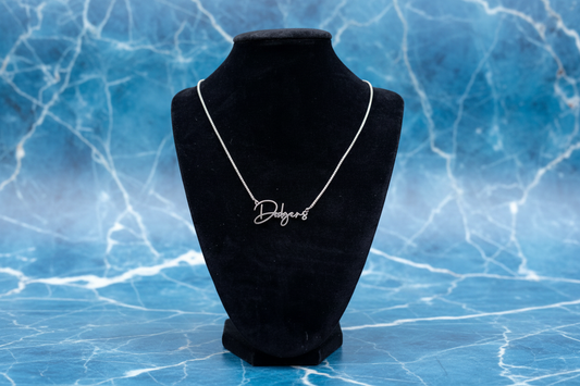 Dodgers Baseball Necklace Stainless Steel Silver