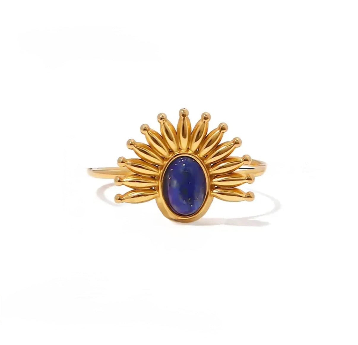 Ty 18K Gold Plated Ring Blue Stone