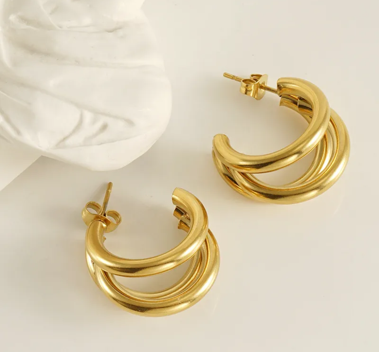 Whit 18K Gold Plated Stainless Steel Fashion Waterproof Non Tarnishing Earrings