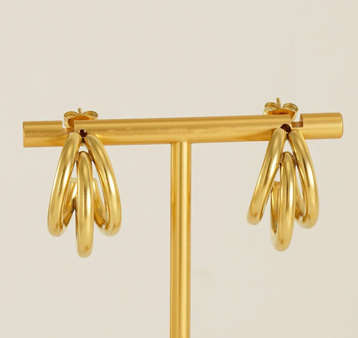 Whit 18K Gold Plated Stainless Steel Fashion Waterproof Non Tarnishing Earrings