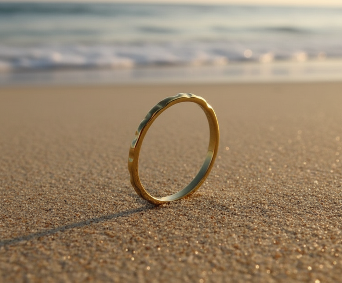 Wavy 18K Gold Plated Plating Stainless Steel Rings Jewelry