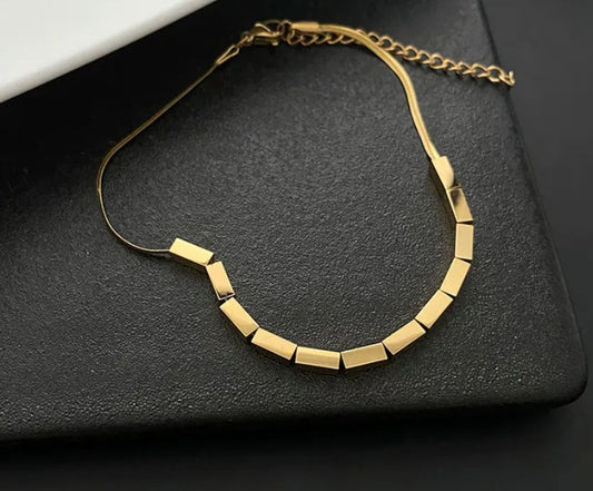 Square Up Bracelet, 18K Gold Plated Steel Hypoallergenic Waterproof Tarnish Free Jewelry