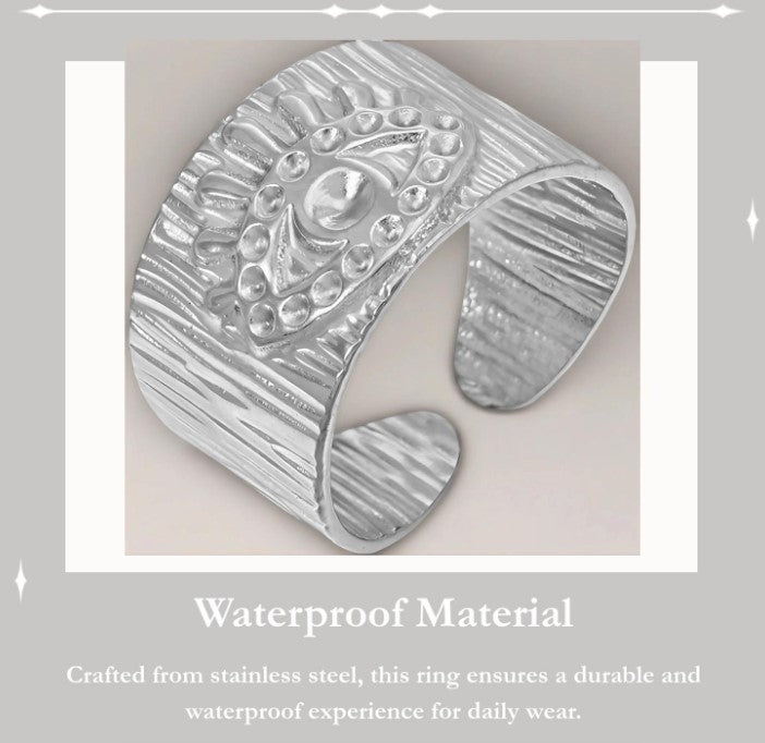 Tara Evil Eye Ring, Stainless Steel (silver)